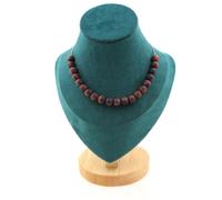 Pietre E Minéraux. Collana 20 Perle Occhio di Tigre Rosso Opaco 8 Mm. Catena IN