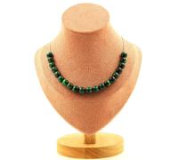 Collana 20 Perle Occhio di Tigre Verde 8 Mm. Catena IN Acciaio Inossidabile F