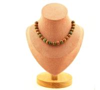 Pietre E Minéraux. Collana 20 Perle Unakite 8 MM Catena IN Acciaio Inossidabile