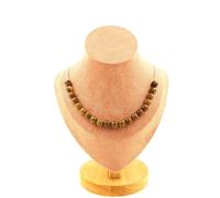 Pietre E Minéraux. Collana 20 Perline Legno 8 Mm. Catena IN Acciaio Inossidabile