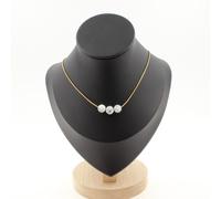 Pietre E Minéraux. Collana 3 Perle Howlite 8 Mm. Catena IN Acciaio Dorato