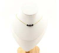 Pietre E Minéraux. Collana 3 Perle Ipersteno D'Égypte. Catena IN Acciaio Dor