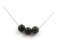 Pietre E Minéraux. Collana 3 Perle Serafinite 8 MM Catena IN Acciaio Specchio