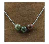 Pietre E Minéraux. Collana 3 Perle Unakite 8 MM Catena IN Acciaio Inossidabile