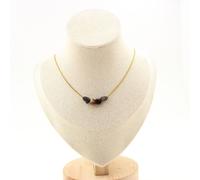 Pietre E Minéraux. Collana 4 Perle Pietersite Di USA Catena IN Acciaio Dorato