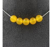 Pietre E Minéraux. Collana 5 Perle Agata Giallo 8 Mm. Catena IN Acciaio Inoxyda