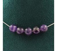 Pietre E Minéraux. Collana 5 Perle Ametista 8 Mm. Catena IN Acciaio Inox