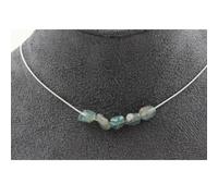 Pietre E Minéraux. Collana 5 Perle Apatite Del Brasile Catena IN Acciaio