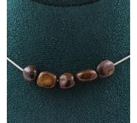 Pietre E Minéraux. Collana 5 Perle Bronzite Del Brasile Catena IN Acciaio Inox