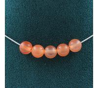 Pietre E Minéraux. Collana 5 Perle Calcedonio Arancione 8 Mm. IN Acciaio I