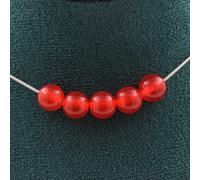 Pietre E Minéraux. Collana 5 Perle Calcedonio Rosso 8 Mm. Catena IN Acciaio