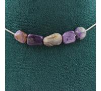 Pietre E Minéraux. Collana 5 Perle Charoite Di Russia Catena IN Acciaio Inox