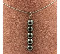 Pietre E Minéraux. Collana 5 Perle Ematite 8 Mm. Catena Acciaio