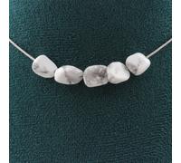 Pietre E Minéraux. Collana 5 Perle Howlite Di USA Catena IN Acciaio Specchio