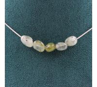 Pietre E Minéraux. Collana 5 Perle Prehnite Del Canada Catena IN Acciaio