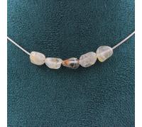 Pietre E Minéraux. Collana 5 Perle Quarzo A Rutilato Dorato Di Brasile Catena IN