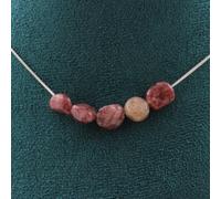 Pietre E Minéraux. Collana 5 Perle Rubino Del Brasile Catena IN Acciaio Inox