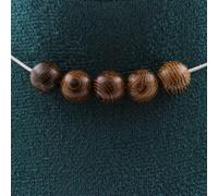 Pietre E Minéraux. Collana 5 Perline Legno 8 Mm. Catena IN Acciaio Inossidabile