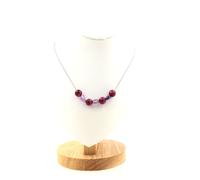 Collana 7 Perle Ametista Del Brasile + Occhio di Tigre Fucsia 8 MM Collana Donna