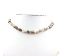 Pietre E Minéraux. Collana Perle Agata Del Botswana Catena IN Acciaio Inox