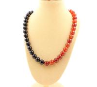 Pietre E Minéraux. Collana Perle Agata Rosso + Agata Nero 8 Mm. Catena IN A