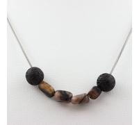 Pietre E Minéraux. Collana Perle Andalusite Di USA + Lava 8 Mm. Catena IN