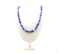 Pietre E Minéraux. Collana Perle Apatite Blu Del Brasile + Diaspro Viola Blu