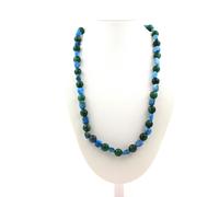 Minerali Collezione. Collana Perle Apatite Blu Del Brasile + Mica Verde Di Tanza