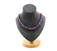 Collana Perle Apatite Blu Del Brasile + Tormalina melon D'Acqua 8 MM Collana Fem