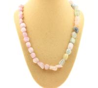 Pietre E Minéraux. Collana Perle Berillo Morganite Del Brasile + Kunzite Membri