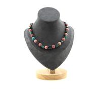Collana Perle Crisocolla Di USA + Rhodonite 8 MM Catena IN Acciaio Collana Fem