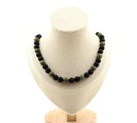 Pietre E Minéraux. Collana Perle Lava + Serpentino 8 MM Catena IN Acciaio Inox