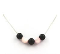 Pietre E Minéraux. Collana Perle Onice Nero Opaco 8 MM + Kunzite Del Brasile