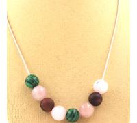 Collana Perle Opale Rosa + Occhio di Tigre Rosso + Quarzo Collana Donne