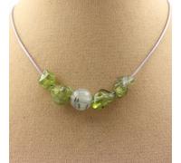 Pietre E Minéraux. Collana Perle Peridoto Di Myanmar (Birmania) + Prehnite D'