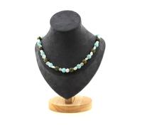 Collana Perle Pietra di Luna India +Angelite +Serpentino 8 MM Collana Donna