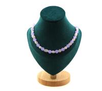 Pietre E Minéraux. Collana Perle Quarzo Rosa Del Brasile + Calcedonio Lavanda