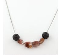 Pietre E Minéraux. Collana Perle Quarzo Rutilato Rosso Del Brasile + Lava 8 MM