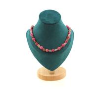 Pietre E Minéraux. Collana Perle Quarzo Rutilato Rosso Del Brasile + Tormalina
