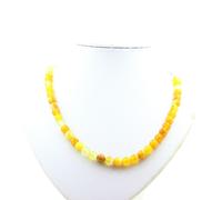 Pietre E Minéraux. Collana Perle Sardonyx Giallo 8 MM Catena IN Acciaio Inoxyda