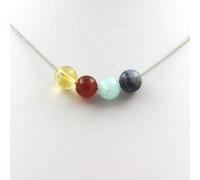 Pietre E Minéraux. Collana Perle Sodalite + Acquamarina + Agata Rosso + Cit