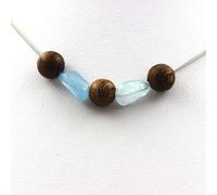 Pietre E Minéraux. Collana Perline Legno 8 MM + Acquamarina Del Brasile Catena E