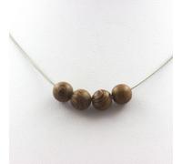 Pietre E Minéraux. Collana Perline Legno 8 Mm. Catena IN Acciaio Inoxydable. Da