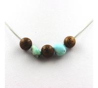 Pietre E Minéraux. Collana Perline Legno 8 MM + Larimar Repubblica Dominicai