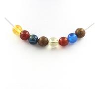 Pietre E Minéraux. Collana Perline Legno + Agata Rosso Phylum Blu + C