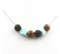 Pietre E Minéraux. Collana Perline Legno + Lava + Larimar Repubblica Dominic