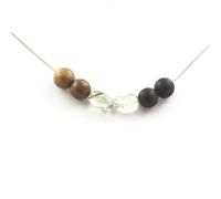Pietre E Minéraux. Collana Quarzo Tormalina Rutilato Del Brasile + Perle Onice