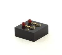 Pietre E Minéraux. Orecchini 1 Perla Agata Rosso 8 MM IN Acciaio Dorato