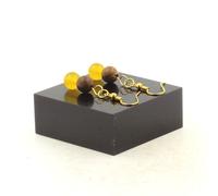 Pietre E Minéraux. Orecchini 2 Perle Agata Giallo + Legno 8 MM IN ,