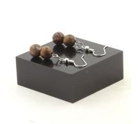 Pietre E Minéraux. Orecchini 2 Perle Diaspro Leopardato + Legno 8 MM IN A